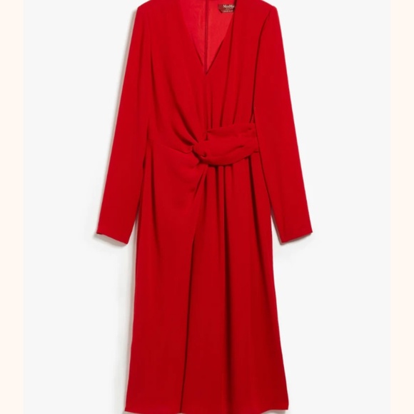 MaxMara ๐ฎ๐น Studio Mammola Draped Red Cady Designer Dress - Picture 3 of 15